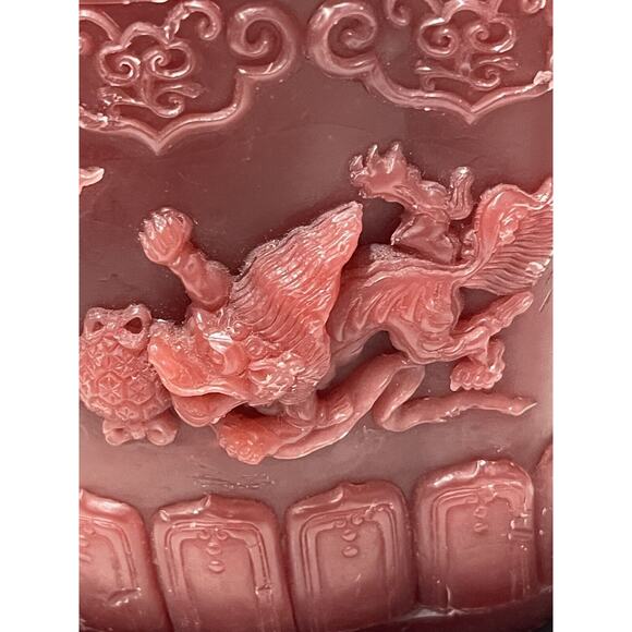 Vintage Wine Red Chinese Dragon Candle on Stand - Picture 8 of 8